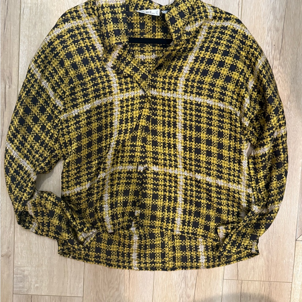 Plaid Button Down Shirt - Yellow and Black